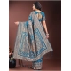 Women's Silk Printed Saree With Unstitched Blouse 5.5Mtr (Teal)