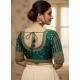 Women's Phantom Silk Embroidered Designer Neck Padded Blouse (Teal 38 Ready (Alterable up to 42)