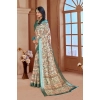 Dropship Women's Printed Cotton Linen Saree withPrinted  Saree With Unstitched Blouse (Green, 5-6Mtrs)