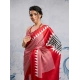 Women's Satin Crepe Printed Saree With Unstitched Blouse 5.5Mtr (Red)