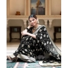 Women's Soft Lichi Silk Printed Saree With Unstitched Blouse 5.5Mtr (Black) Women's Soft Lichi Silk Printed Saree With Unstitched Blouse 5.5Mtr (Black)