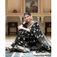 Women's Soft Lichi Silk Printed Saree With Unstitched Blouse 5.5Mtr (Black)