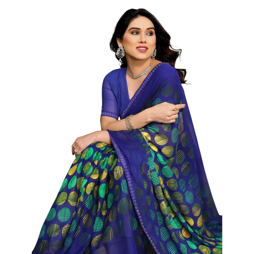 Women's Georgette Printed Saree With Unstitched Blouse 5.5Mtr (Blue) Women's Georgette Printed Saree With Unstitched Blouse 5.5Mtr (Blue)