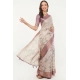 Women's Polyester Printed Saree With Unstitched Blouse 5.5 Mtr (Cream)