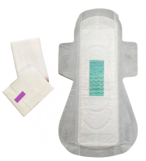 Pack of_12 Pcs Cotton Green wave Anion Sanitary Pads with Wings (White)