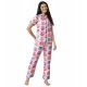 Women's Cotton Blend Printed Short Sleeve Night Suit (Pink) Women's Cotton Blend Printed Short Sleeve Night Suit (Pink)