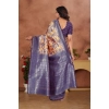 Women's Banarasi Silk Jaquard Woven Saree With Unstitched Blouse 5.5Mtr (Orange)