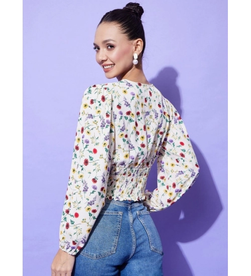 Women's Polyester Floral Long Sleeves Top (Multicolor)