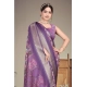 Women's Cotton Silk  Printed Saree With Unstitched Blouse 5.5Mtr (Purple)