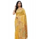 Women's Linen Cotton Printed Saree With Unstitched Blouse 5.5Mtr (Yellow) Women's Linen Cotton Printed Saree With Unstitched Blouse 5.5Mtr (Yellow)