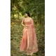 Women's Silk_Blend Checked Saree With Unstitched Blouse 5.5Mtr (Peach)