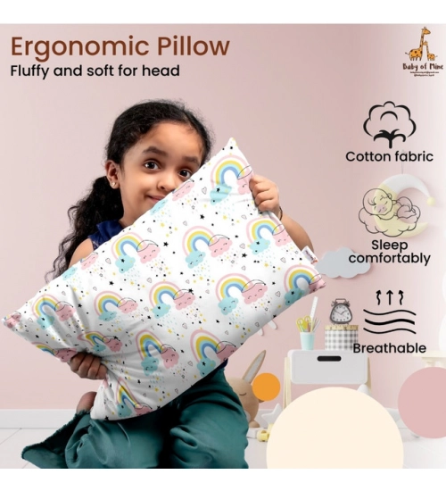 Soft Plush Printed Baby Infant Pillow for Kids Age 1 To 5 Years (White)