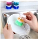 Pack of 4_Plastic Wash Basin Brush Cleaner with Soap Dispenser – (Color: Assorted)