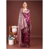 Women's Banarasi Silk Printed Saree With Unstitched Blouse 5.5Mtr (Purple) Women's Banarasi Silk Printed Saree With Unstitched Blouse 5.5Mtr (Purple)