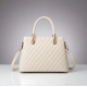 Women's PU Leather Solid Shoulder Zipper Handbag (Cream)