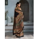 Women's Satin Crepe Printed Saree With Unstitched Blouse 5.5Mtr (Blue)