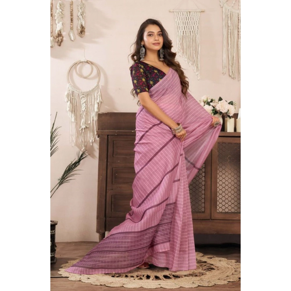 Women's Faux Linen Geometric Ready to wear Saree With Unstitched Blouse 5.5Mtr (LightPink) Women's Faux Linen Geometric Ready to wear Saree With Unstitched Blouse 5.5Mtr (LightPink)