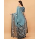 Women's Polyester Printed Saree With Unstitched Blouse 5.5 Mtr (Blue)