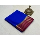 Women's Crepe Chit Pallu Solid Saree With Unstitched Blouse 5.5Mtr (Navy Blue)