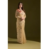 Women's Blended_Cotton Floral Saree With Unstitched Blouse 5.5Mtr (Beige)