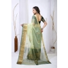 Women's Organza jacquard Embellished Saree With Unstitched Blouse 5.5Mtr (Light Green) Women's Organza jacquard Embellished Saree With Unstitched Blouse 5.5Mtr (Light Green)