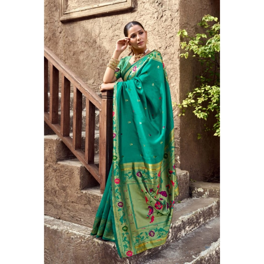 Women's Silk Blend Woven Saree With Unstitched Blouse 5.5 Mtr (Green) Women's Silk Blend Woven Saree With Unstitched Blouse 5.5 Mtr (Green)