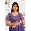 Women's Faux Linen Geometric Print Ready to wear Saree With Unstitched Blouse 5.5Mtr (Purple) Women's Faux Linen Geometric Print Ready to wear Saree With Unstitched Blouse 5.5Mtr (Purple)