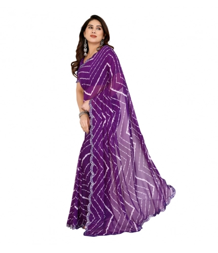 Women's Georgette Printed Saree With Unstitched Blouse 5.5Mtr (Purple) Women's Georgette Printed Saree With Unstitched Blouse 5.5Mtr (Purple)
