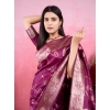 Women's Banarasi Silk Printed Saree With Unstitched Blouse 5.5Mtr (Wine) Women's Banarasi Silk Printed Saree With Unstitched Blouse 5.5Mtr (Wine)