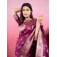 Women's Banarasi Silk Printed Saree With Unstitched Blouse 5.5Mtr (Wine)