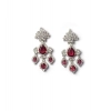 Women's Brass Silver Plated Drop Earrings (Red)