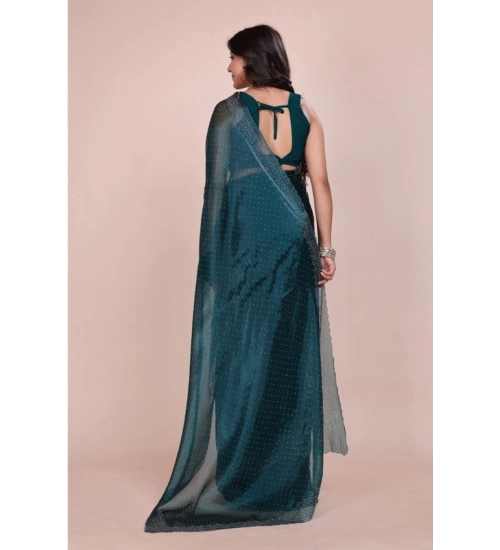 Women's Jimmy choo Embellished Bollywood Saree With Unstitched Blouse 5.5Mtr (Green) Women's Jimmy choo Embellished Bollywood Saree With Unstitched Blouse 5.5Mtr (Green)