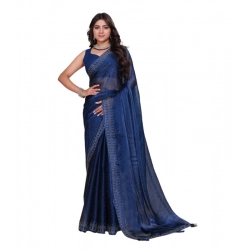Women's Jimmy choo Embellished Bollywood Saree With Unstitched Blouse 5.5Mtr (Blue)