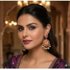 Women's Zinc Alloy Gold Plated Chandbali Earrings (Multicolor)