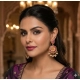 Women's Zinc Alloy Gold Plated Chandbali Earrings (Multicolor)