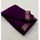 Women's Crepe Chit Pallu Solid Saree With Unstitched Blouse 5.5Mtr (Dark Purple) Women's Crepe Chit Pallu Solid Saree With Unstitched Blouse 5.5Mtr (Dark Purple)