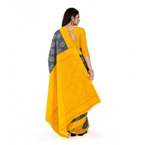 Generic Women's Soft Pure Cotton Printed Saree With Unstitched Blouse 5.5Mtr (Grey)