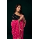 Women's Net Sequence Saree With Unstitched Blouse 5.5Mtr (Pink)