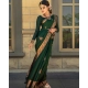 Women's Soft Lichi Silk Printed Saree With Unstitched Blouse 5.5Mtr (Green)