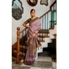 Women's Silk Blend Booti Work Ready to wear Saree With Unstitched Blouse 5.5Mtr (Lavender)