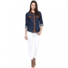 Women's Denim Cotton based Solid Long Sleeves Shirt (Blue) Women's Denim Cotton based Solid Long Sleeves Shirt (Blue)