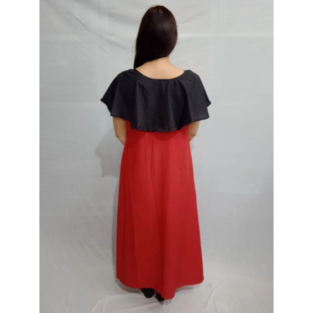 Women's Casual Crepe Cape Sleeve Dress (Black)