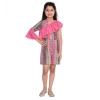 Girl's Cotton &amp; Polyester Printed 3/4th Sleeves Dress (Pink)