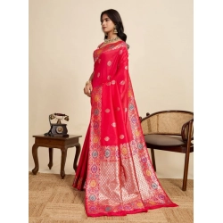 Women's Faux_Banarasi_Silk Woven Saree With Unstitched Blouse 5.5Mtr (Red)