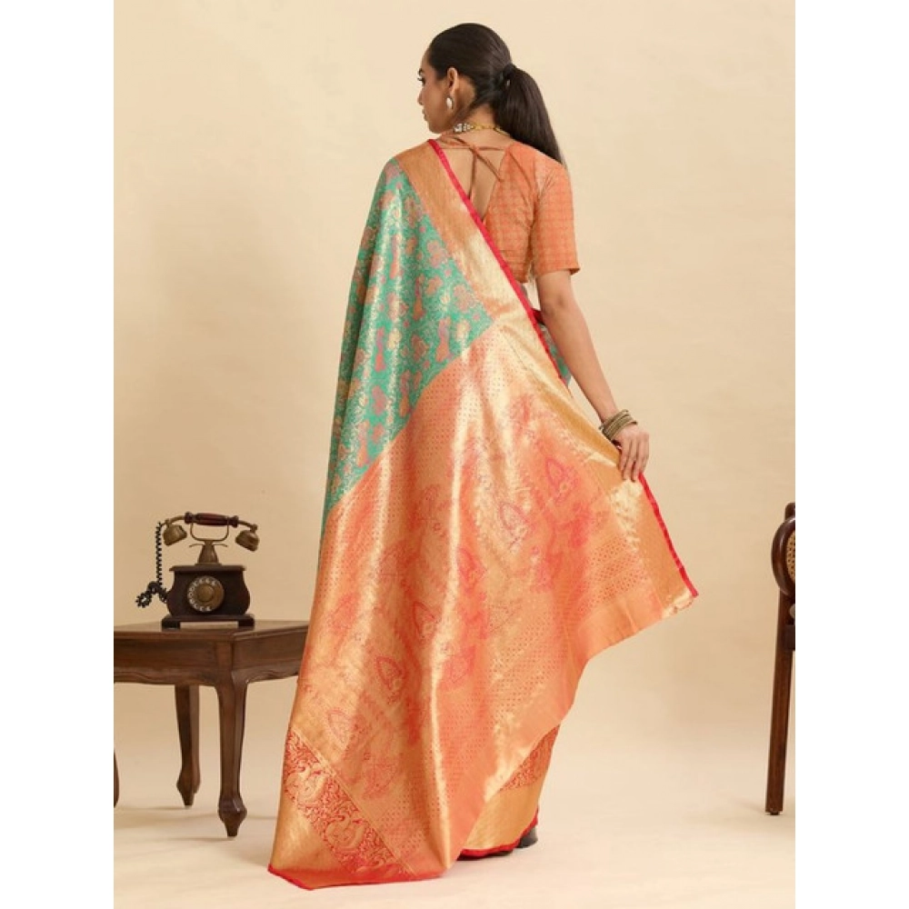 Women's Faux_Banarasi_Silk Woven Saree With Unstitched Blouse 5.5Mtr (Green) Women's Faux_Banarasi_Silk Woven Saree With Unstitched Blouse 5.5Mtr (Green)