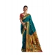 Women's Silk Blend Woven Saree With Unstitched Blouse 5.5 Mtr (Teal)
