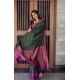 Women's Litchi silk Printed Saree With Unstitched Blouse (Dark Green) Women's Litchi silk Printed Saree With Unstitched Blouse (Dark Green)