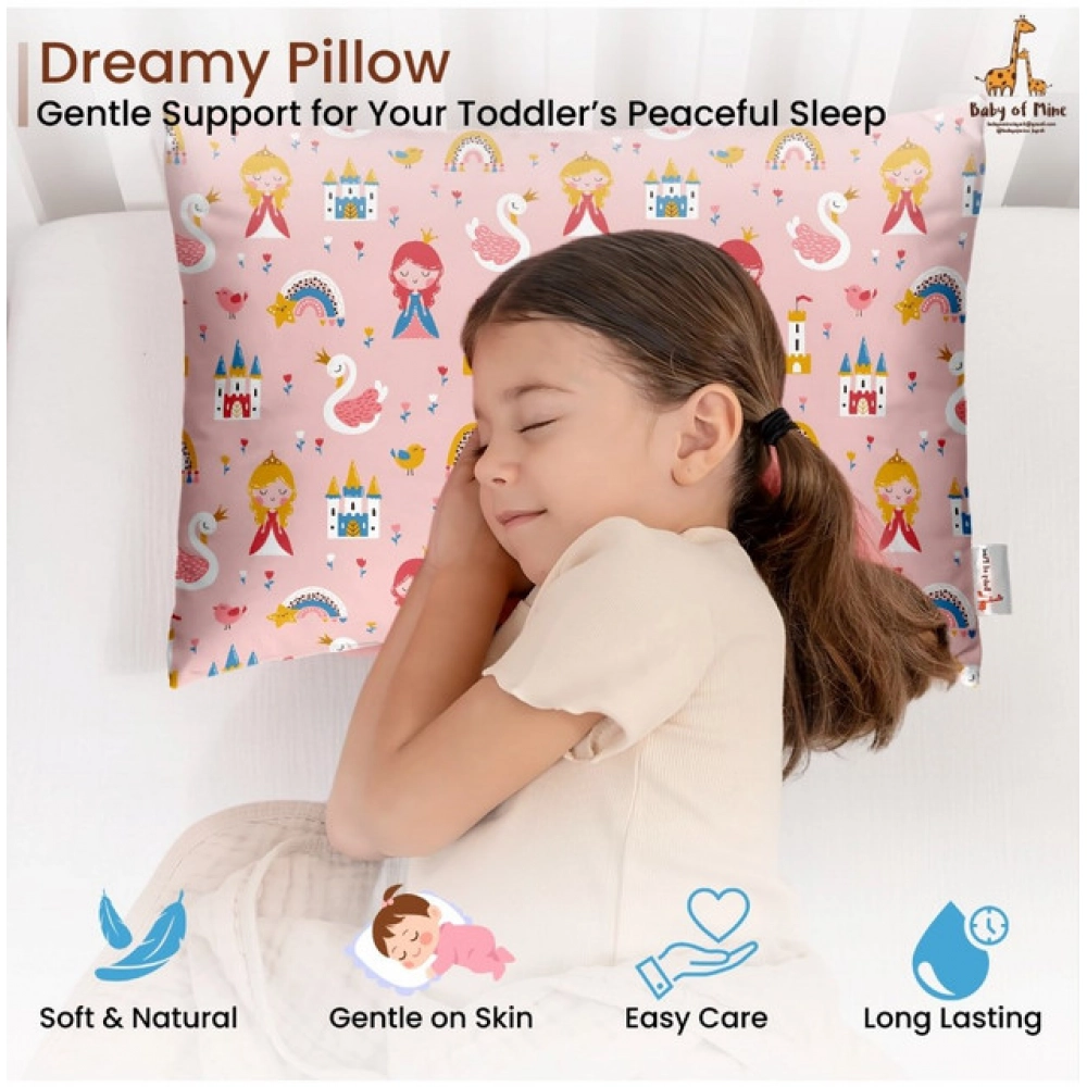 Soft Plush Printed Baby Infant Pillow for Kids Age 1 To 5 Years (Pink)