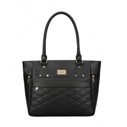 Women's PU Leather Solid Shoulder Zipper Handbag (Black)