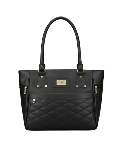 Women's PU Leather Solid Shoulder Zipper Handbag (Black)